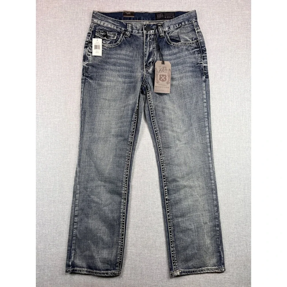 T.K. Axel Treadwell Relaxed Straight Jeans Men 32x32 Blue Denim Normcore NEW‎